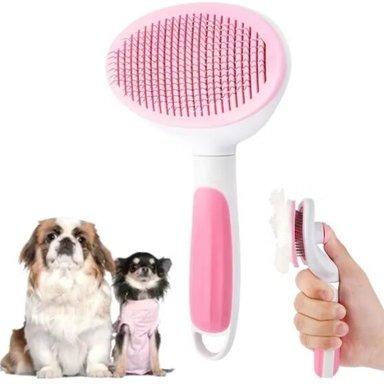 PEINE PERRO MINARI CEPILLO REMOVEDOR QUITA PELUSA CON EXPULSADOR ROSADO 112P