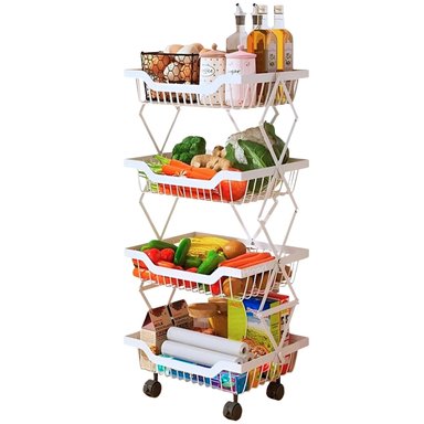 CARRITO VERDULERO ORGANIZADOR PLEGABLE CON RUEDAS BLANCO 803V