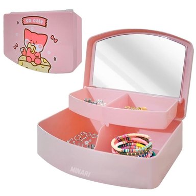 ORGANIZADO DE JOYAS MINARI KAWAII ROSADO CON ESPEJO ROSA J08