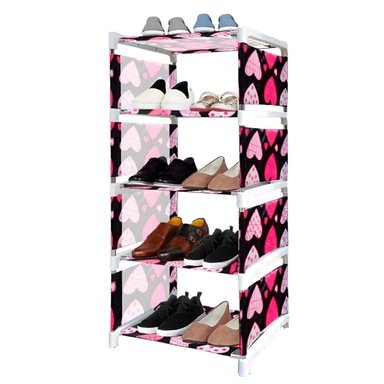ZAPATERA ORGANIZADOR ESTANTE 5 PISOS DISEÑO CORAZONES ROSA ZP5