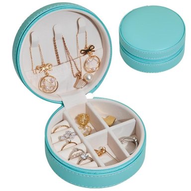 JOYERO MINARI CIRCULAR CELESTE ORGANIZADOR DE JOYAS ANILLOS PORTÁTIL ESTUCHE DE VIAJE CL J134
