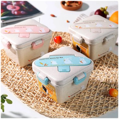 TÁPER LONCHERA DE FRUTAS ALIMENTOS MINARI BLANCO PARA NIÑOS + CUBIERTOS L97 - 2