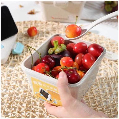 TÁPER LONCHERA DE FRUTAS ALIMENTOS MINARI BLANCO PARA NIÑOS + CUBIERTOS L97 - 4