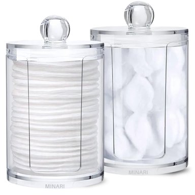 PACK 3 ORGANIZADOR MINARI ORGANIZADORES TRANSPARENTE ACRILICO DISPENSADOR DISCOS DESMAQUILLANTES ALGODON A160