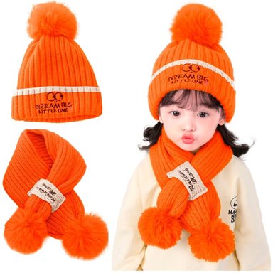 GORRO Y BUFANDA CON POMPÓN ACCESORIOS PARA BEBÉS Y NIÑOS NJ GB58