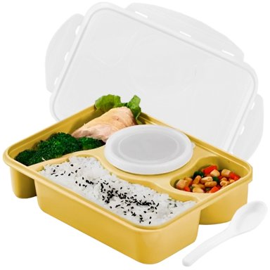 LONCHERA MINARI 4 DIVISIONES AMARILLO TÁPER DE COMIDA ALIMENTOS + CUBIERTO 70V - 1