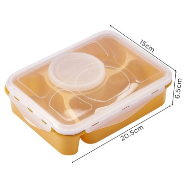 LONCHERA MINARI 4 DIVISIONES AMARILLO TÁPER DE COMIDA ALIMENTOS + CUBIERTO 70V - 5
