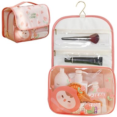BOLSA NECESER MINARI PORTÁTIL ROSADO DE MAQUILLAJE ORGANIZADOR COSMÉTICOS PARA VIAJE MALETA RS 26N