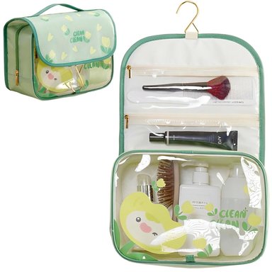 BOLSA NECESER MINARI PORTÁTIL VERDE DE MAQUILLAJE ORGANIZADOR COSMÉTICOS PARA VIAJE MALETA VD 26N