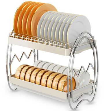 ESCURRIDOR MINARI PLATEADO SECAPLATOS 2 NIVELES ORGANIZADOR PLATOS PREMIUM 12E