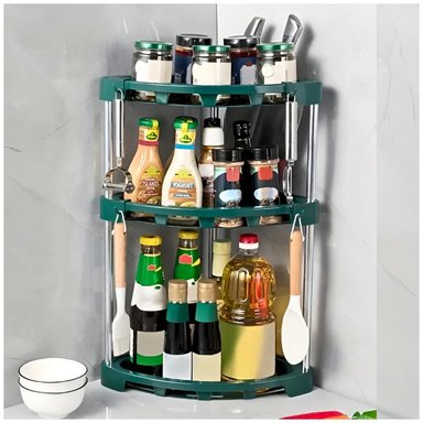 ORGANIZADOR MINARI VERDE ESQUINERO 3 NIVELES CON GANCHOS COCINA A77