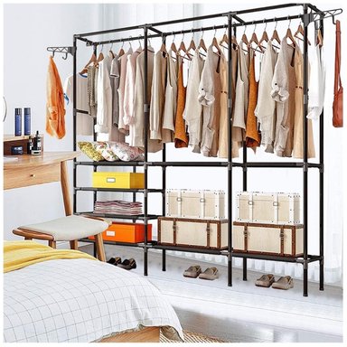 ROPERO PERCHERO ORGANIZADOR ARMARIO CLOSET 3 CUERPOS NEGRO 71P - 4