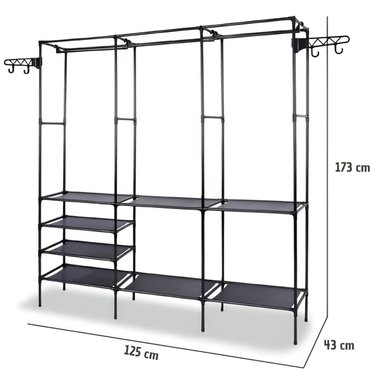 ROPERO PERCHERO ORGANIZADOR ARMARIO CLOSET 3 CUERPOS NEGRO 71P - 5