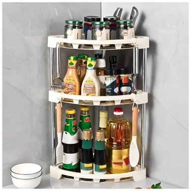 ORGANIZADOR ESQUINERO 3 NIVELES CON GANCHOS PARA COCINA BLANCO A77
