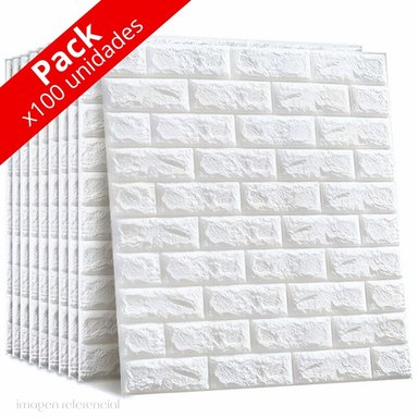 PACK X100 PAPEL TAPIZ ESPUMA 3D PEGATINA AUTOADHESIVA DE PARED 77X70CM