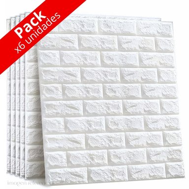 PACK X6 PAPEL TAPIZ ESPUMA 3D PEGATINA AUTOADHESIVA DE PARED 77X70CM