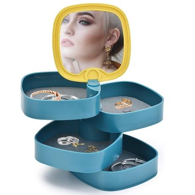 JOYERO ORGANIZADOR DE JOYAS ANILLOS 360° CON ESPEJO AZ 56J