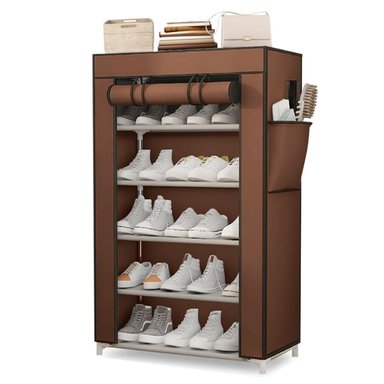 ZAPATERA ORGANIZADOR DE ZAPATOS ESTANTE 5 NIVELES CON FORRO MARRÓN ZF5