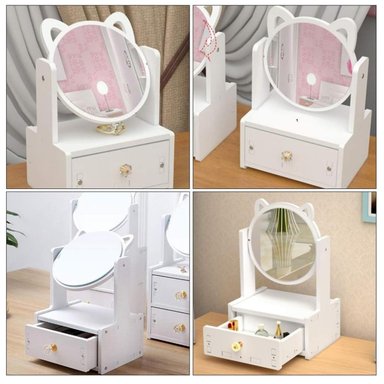 PACK X2 ORGANIZADOR DE MAQUILLAJE Y JOYAS CON ESPEJO GATITO JG1 - 3