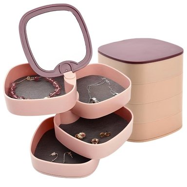 JOYERO ORGANIZADOR DE JOYAS ANILLOS 360° CON ESPEJO RS 56J