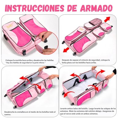 MOCHILA PAÑALERA CON CAMBIADOR CUNA DE VIAJE PORTÁTIL P308 - 4
