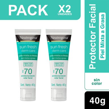 PACK 2 BLOQUEADOR FACIAL NEUTROGENA PROTECTOR DERM CARE SIN COLOR