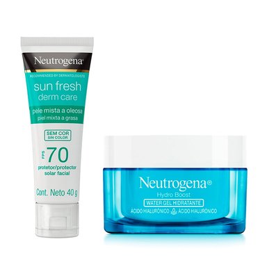 SET BLOQUEADOR FACIAL NEUTROGENA DERM CARE FPS70 + HIDRATANTE HYDROBOOST