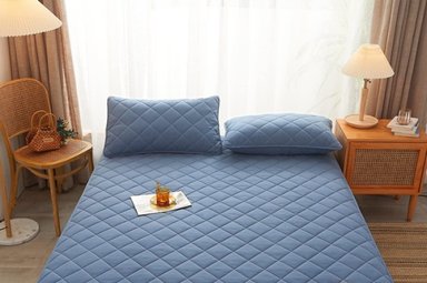 PROTECTOR COLCHON DYV 1.5 PLAZAS AZUL ACERO PROTECTOR IMPERMEABLE ANTIACAROS - 2