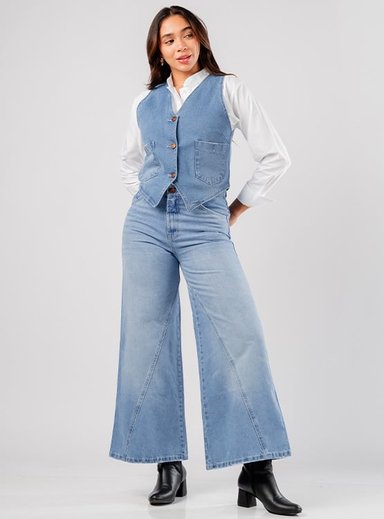 CORSET CHALECO CORTO DENIM DAMA