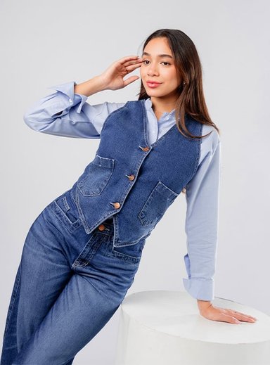 CORSET CHALECO CORTO DENIM DAMA