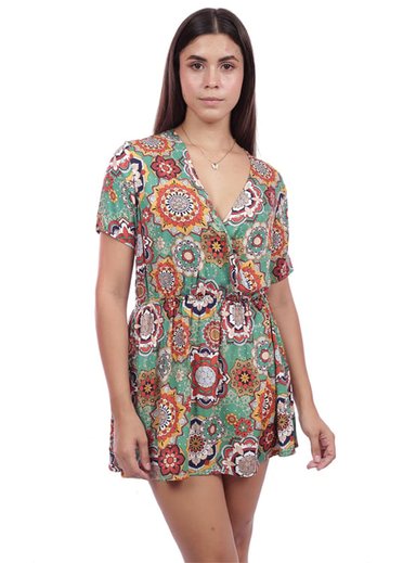 VESTIDO SUELTO MUJER AZAYU VERDE ESTAMPADO MANGA CORTA - 1