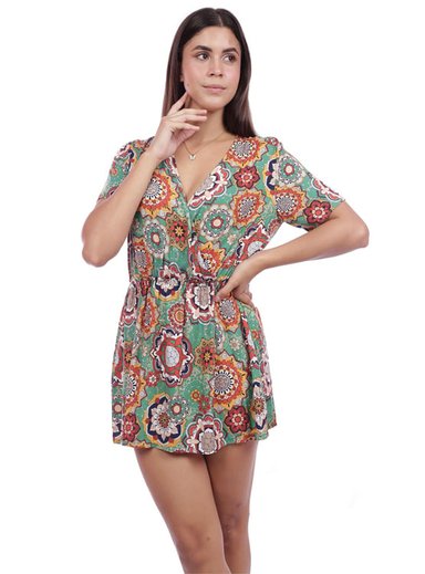 VESTIDO SUELTO MUJER AZAYU VERDE ESTAMPADO MANGA CORTA - 2