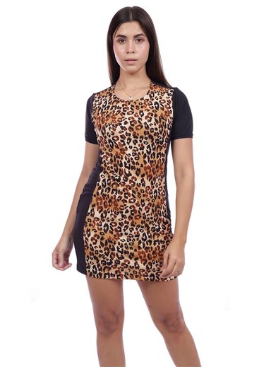 VESTIDO CORTO MUJER AZAYU NEGRO ANIMAL PRINT SEXY - 1