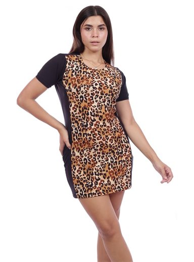 VESTIDO CORTO MUJER AZAYU NEGRO ANIMAL PRINT SEXY - 3