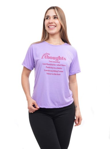 CAMISETA MANGA CORTA MUJER AZAYU MORADO ESTAMPADA POL457JM24