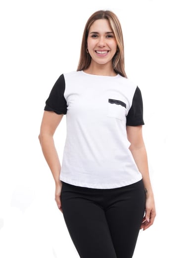 CAMISETA MANGA CORTA MUJER ONATIL BLANCO DETALLE BOLSILLO POL7841BL8YU - 3