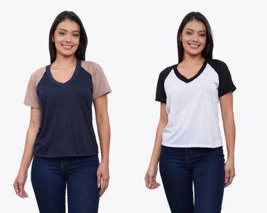 POLO PACK X2 MUJER MANGA CORTA AZAYU