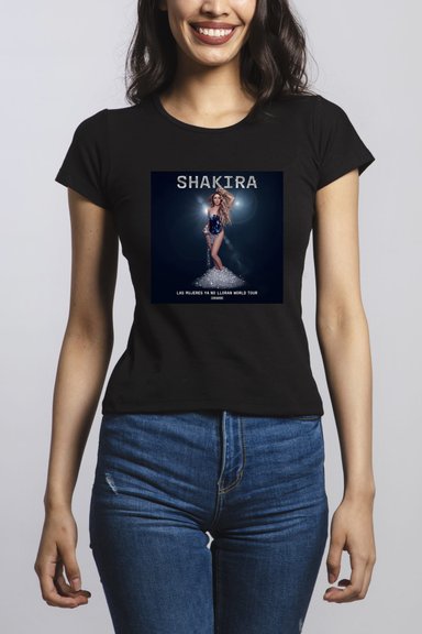 POLO MANGA CORTA ALGODÓN MUJER NATHALIE LOVE IT NEGRO DISEÑO SHAKIRA