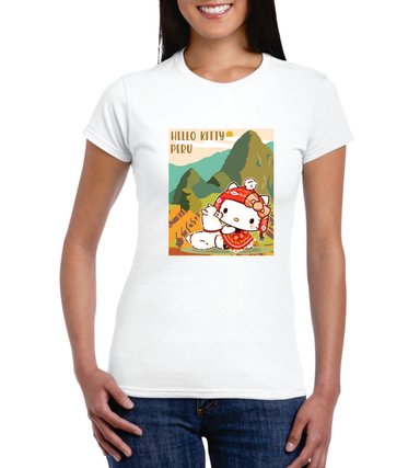 POLO MUJER DISEÑO KITTY MACHU PICCHU