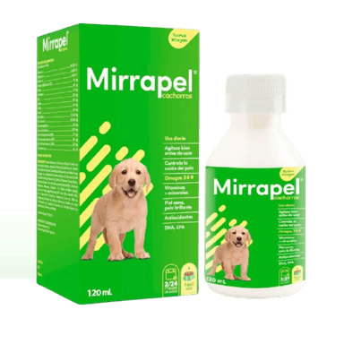 JARABE PERROS Y GATOS MIRRAPEL CACHORROS RAZA MEDIANA 120ML CONTROL CAÍDA DEL PELO