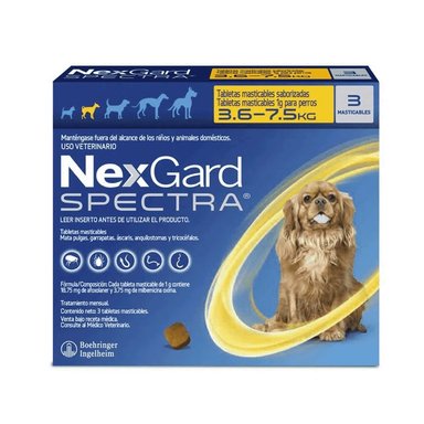 ANTIPULGAS PERRO BOEHRINGER 0.5 PIPETA 3.5-7.5KG 1 NEXGARD SPECTRA 3