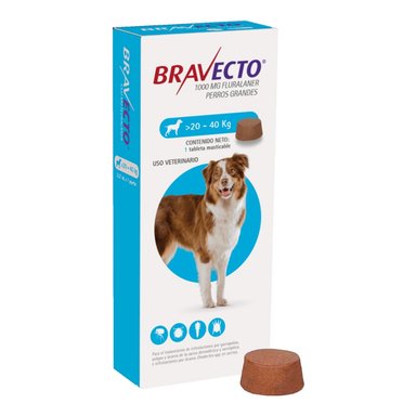 ANTIPULGAS PERRO Y GATO BRAVECTO 1000 MG PIPETA 20KG -40KG 1 UNIDAD