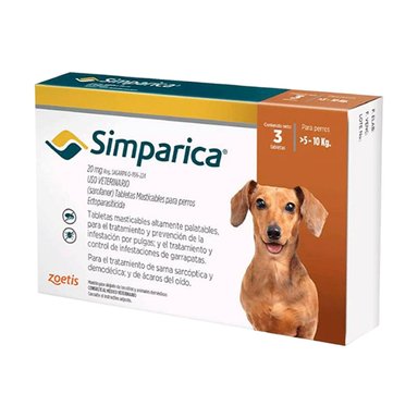 ANTIPULGAS PERRO SIMPARICA 20 MG TABLETA 5 - 10KG 3