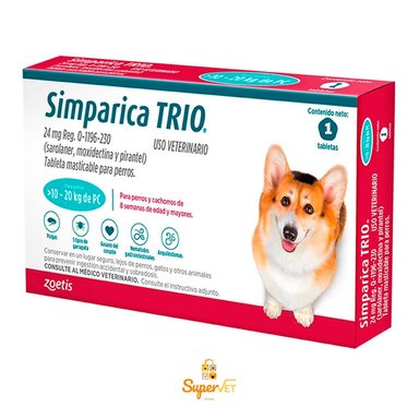 ANTIPULGAS PERRO Y GATO ZOETIS 0.5 PIPETA 10.1-20KG 1 SIMPARICA TRIO AZUL