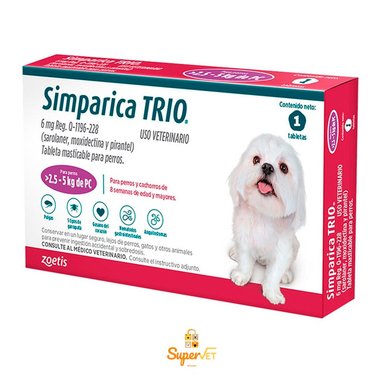 ANTIPULGAS PERRO Y GATO ZOETIS 0.5 PIPETA 2.6-5KG 1 SIMPARICA TRIO MORADO