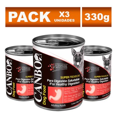 COMIDA HÚMEDA PERROS ADULTOS CANBO LATA PACK PATÉ DIGESTIÓN SALUDABLE 330G 3UN