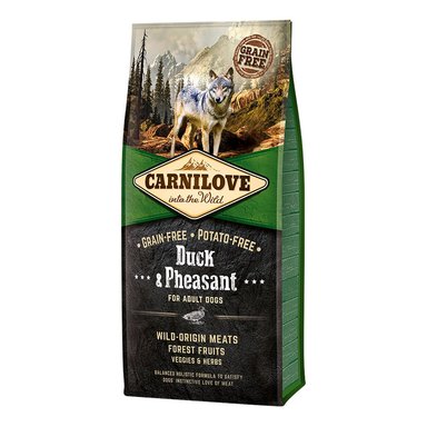 COMIDA SECA PERROS ADULTOS CARNILOVE SABOR PATO Y FAISÁN BOLSA GF 12KG