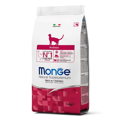 COMIDA SECA GATOS ADULTOS MONGE SABOR POLLO BOLSA SUPERPREMIUM INDOOR 1.5KG