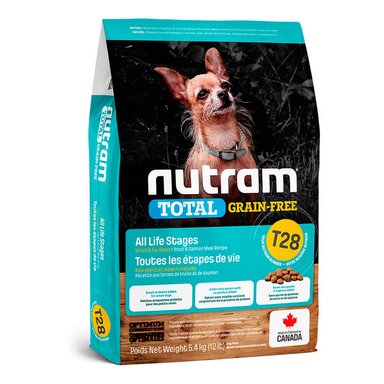 COMIDA SECA PERROS NUTRAM SABOR SALMÓN TRUCHA BOLSA PEQUEÑO T28 LIBRE GRANO 5.4KG