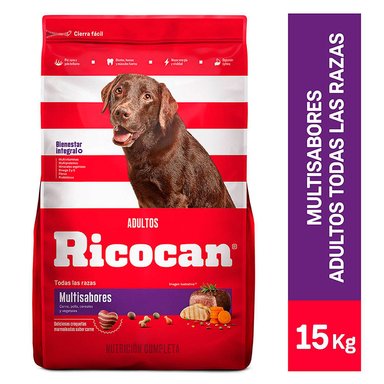 COMIDA SECA PERROS ADULTOS RICOCAN SABOR MULTISABORES BOLSA 15KG